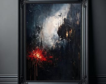 Pôster de Arte Abstrata, Pintura a Óleo Sombria e Apocalíptica, Impressões de Arte de Parede Extra Grandes, Pintura Grande Vitoriana Dark Academia, Presentes Góticos
