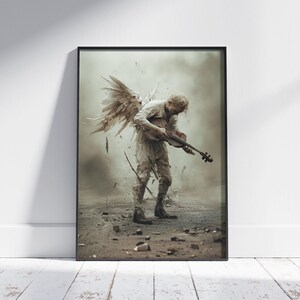 Surreale Schwermetall Engel Gemälde Poster, Dark Academia Druck, Viktorianische Romanze Wandkunst, Schwermetall Engel Gemälde Groß