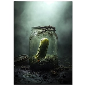 Eigenzinnige muurkunst: posterprint The Last Cucumber, spookachtig keukendecor, humeurige muurkunst groot A0 (84.1x118.9cm / 33x47")