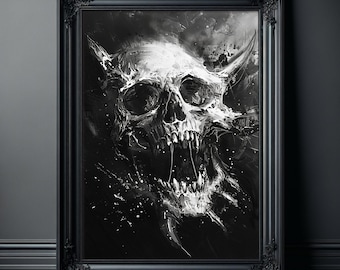 Creepy Screaming Skull Wall Decor, Black and White Horror Poster Art Print, Analog Horror, Scary Pictures, Creepy Stuff, Memento Mori
