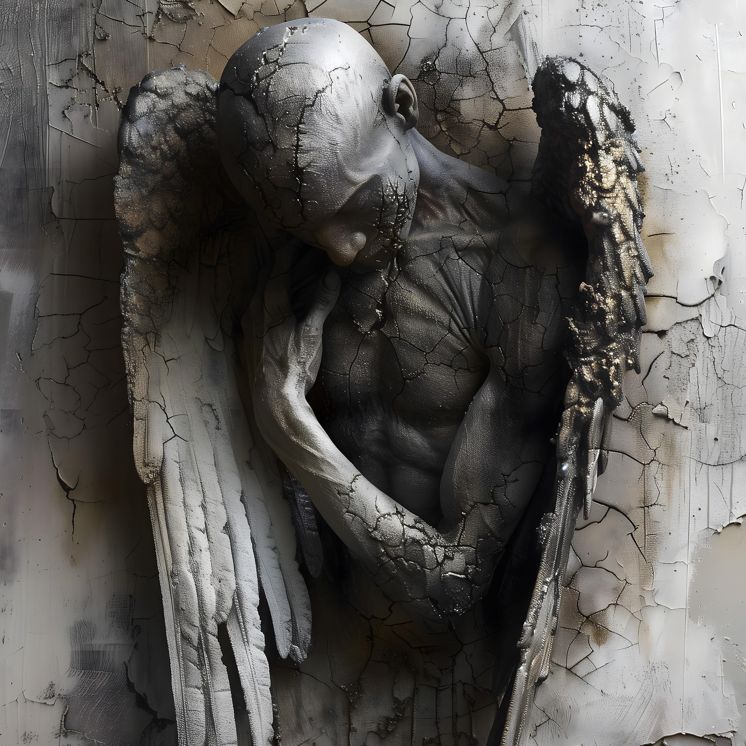 Gothic Broken Angel Wall Art, Surreal Poster for Moody Home Decor, Dark ...