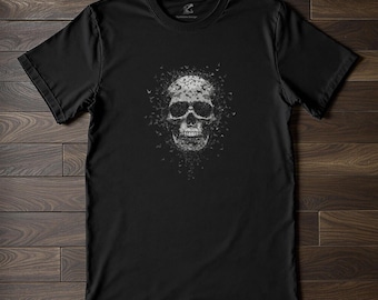 Gothic Skull Tee - Bat Flock Memento Mori T-Shirt, Dark Art Horror Clothing, Alternative Gothic Apparel, Macabre Skeleton Halloween Shirt