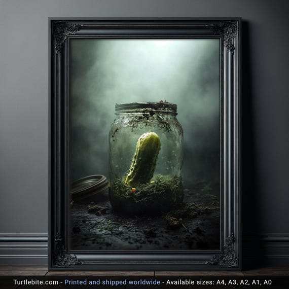 Quirky Wall Art: The Last Cucumber Poster Print, Ghostly Kitchen Decor, Moody Wall Art Large