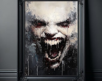 Arte de Terror: Pôster com Careta Diabólica, Pintura Facial Diabólica, Imagens Assustadoras, Arte Gótica para Parede, Coisas Arrepiantes