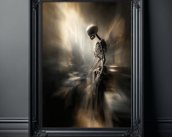 Skeleton Wall Art Print | Gothic Home Decor Poster | Dark Macabre Skull Artwork | Haunted Victorian Horror Aesthetic | Spooky Room Decor