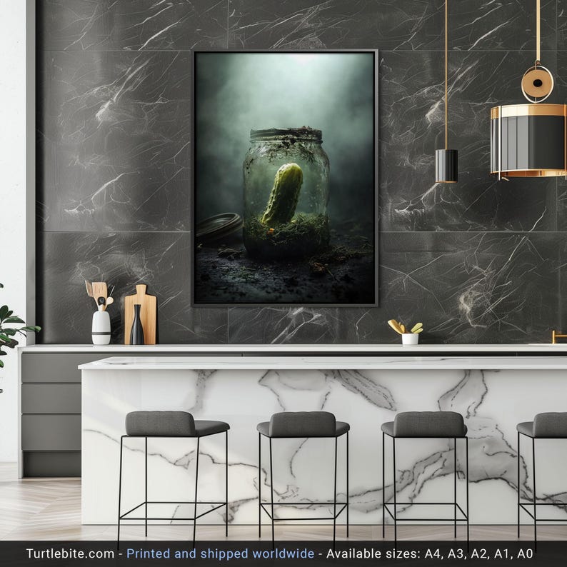Eigenzinnige muurkunst: posterprint The Last Cucumber, spookachtig keukendecor, humeurige muurkunst groot afbeelding 9