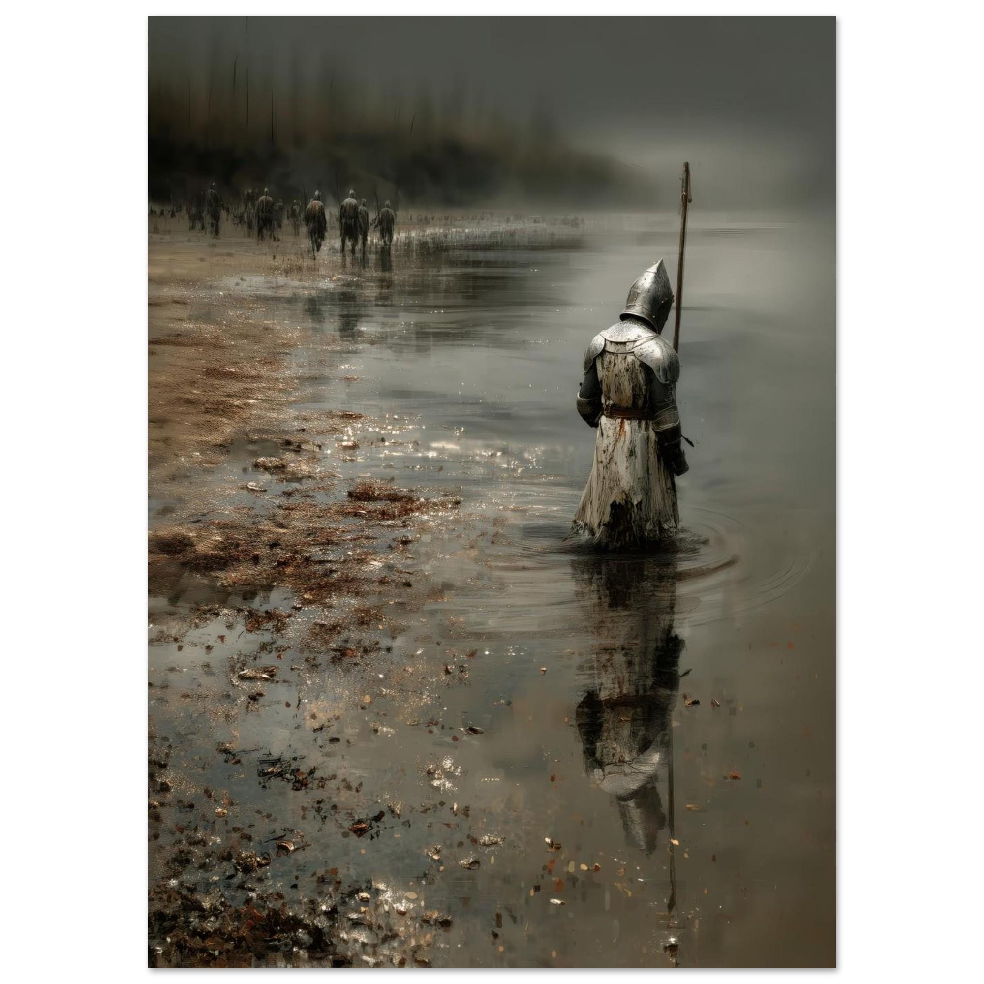 Medieval Knight Art Print, Dark Fantasy Battle Poster, Gothic Warrior ...