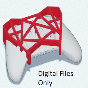 Peut inclure: Un design géométrique rouge imprimé en 3D pour une manette de jeu vidéo. Le design est une cage qui s'adapte à la manette. Fichiers numériques uniquement.