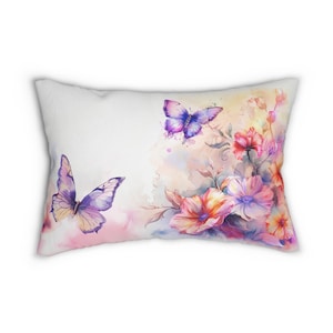 Whimsical Floral Butterfly Pillow, Home Décor, Cozy Accent, Gift for Her, Spring Decor, Bohemian Style