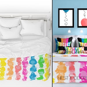 Cotton Duvet Cover with Zip, Superking Duvet Cover children, Size full, doona covers queen blanket cover. shipping to au, nz, Rainbow Beddin