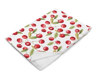 Cheery Cherry Pattern Blanket, Unique Cherry-Themed Blanket, Trendy Cherry Patterned Blanket, Ideal Housewarming Gift for Cherry Lovers