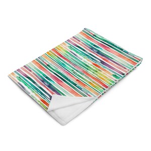 Watercolor Rainbow Baby Blanket, Striped Throw Blanket