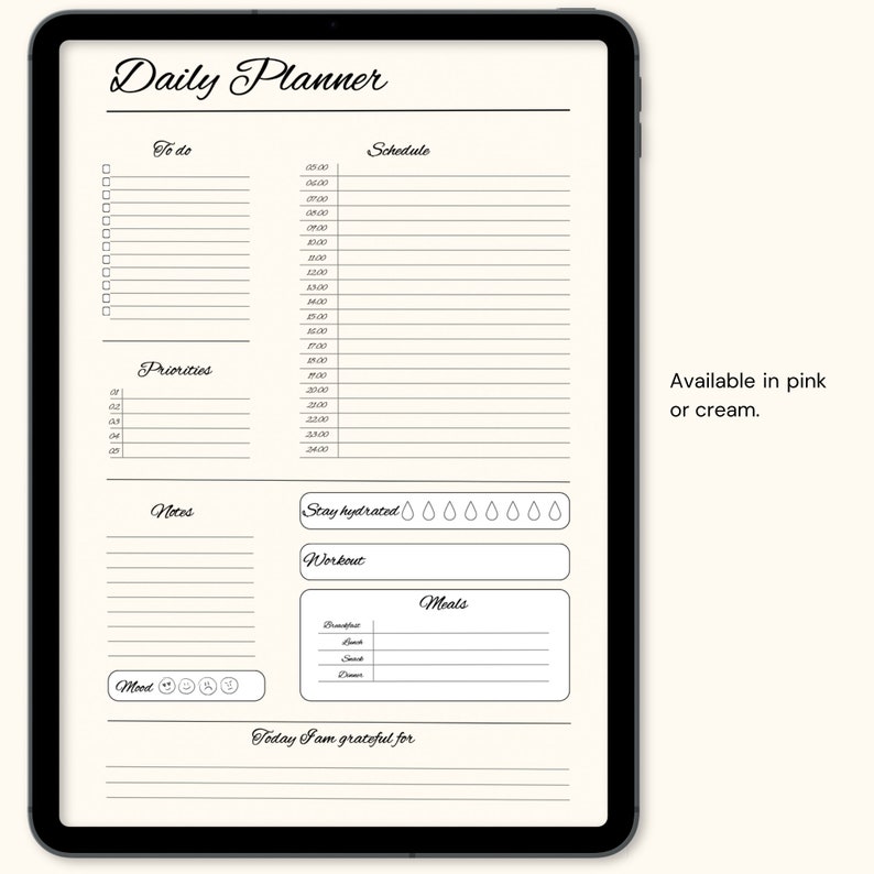 Simple Planner Example Printable Daily Planner, Self Care Checklist, Elegant, Simple Planner ...