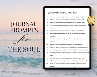 Journal Prompts for the Soul - Mindful Reflection & Self-Discovery Guide - Digital Download, PDF and Word, Personal Growth Writing Prompts