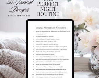 365 Journal Prompts to Feel Relaxed; Unwind Night Routine, It Girl Habits, Self Help Jar, iPad, Instant Download, Questions to ask yourself