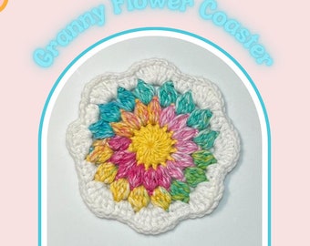 Granny Flower Coaster Crochet Pattern - Easy Digital PDF