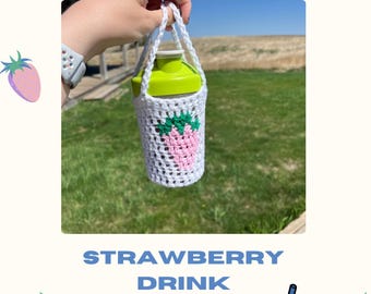 Strawberry Drink Carrier Crochet Pattern - Easy Digital PDF