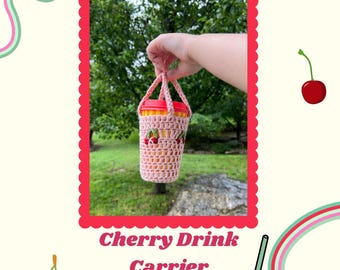 Cherry Drink Carrier Crochet Pattern - Easy Digital PDF