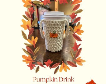 Pumpkin Drink Carrier Crochet Pattern: Fall Coffee Cozy (PDF)