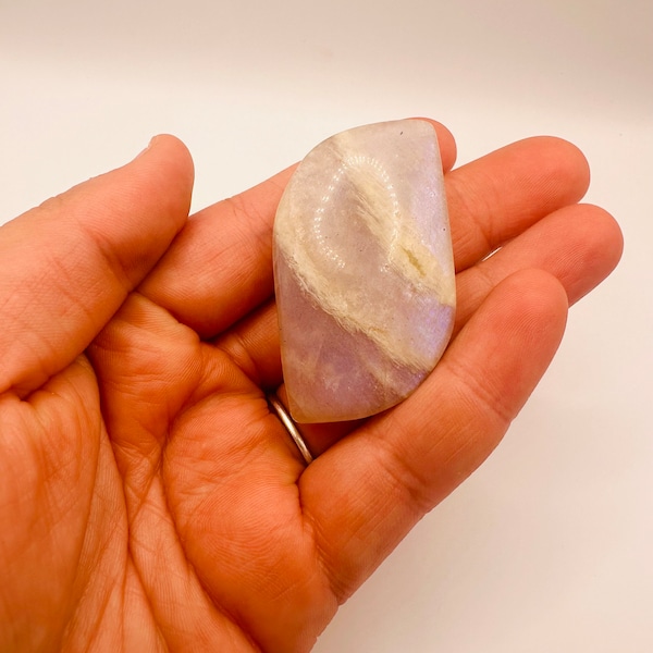 Flashy Purple Moonstone Palm: Mystical Glow, Intuitive Energy, Natural Gemstone Elegance - Portable Radiance in Your Hands
