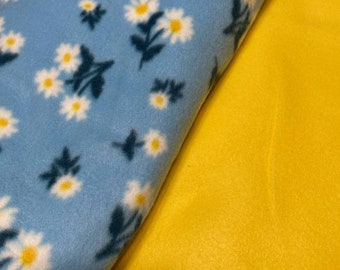 Fleece Guinea Pig Cage Liners and Accessories-Reversible-Blue and Yellow Flowers