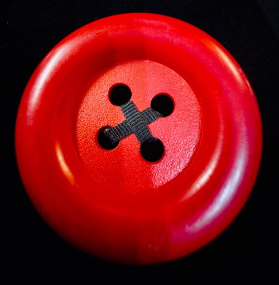 VTG Oversized Red Button Brooch Pin Novelty Sewing Button Retro Pop Art View 6