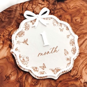 Babymaand mijlpaal meisje mijlpaalkaart babymeisje kinderkamer inrichting gepersonaliseerde mijlpaal marker cadeau babymeisje mijlpaal teken strik