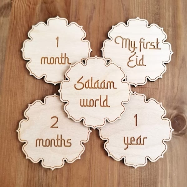 Muslim Baby Milestone Discs, Newborn Islamic Photo Props, New Parent Gift Ideas, Baby First Moments, Baby Shower, Mum to Be, Baby Keepsakes