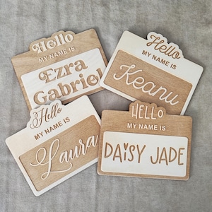 Ciao, mi chiamo, etichetta con nome per neonato, annuncio di nascita, annuncio di nascita, accessorio per foto di neonato, regalo per baby shower, cartello di benvenuto per neonato