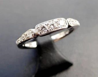 Pierścionek zaręczynowy Vintage Inspire, obrączka ślubna z okrągłym diamentem z moissanitu, pierścionek w stylu art déco ze srebra próby 925, pierścionek na rocznicę, pierścionek minimalistyczny