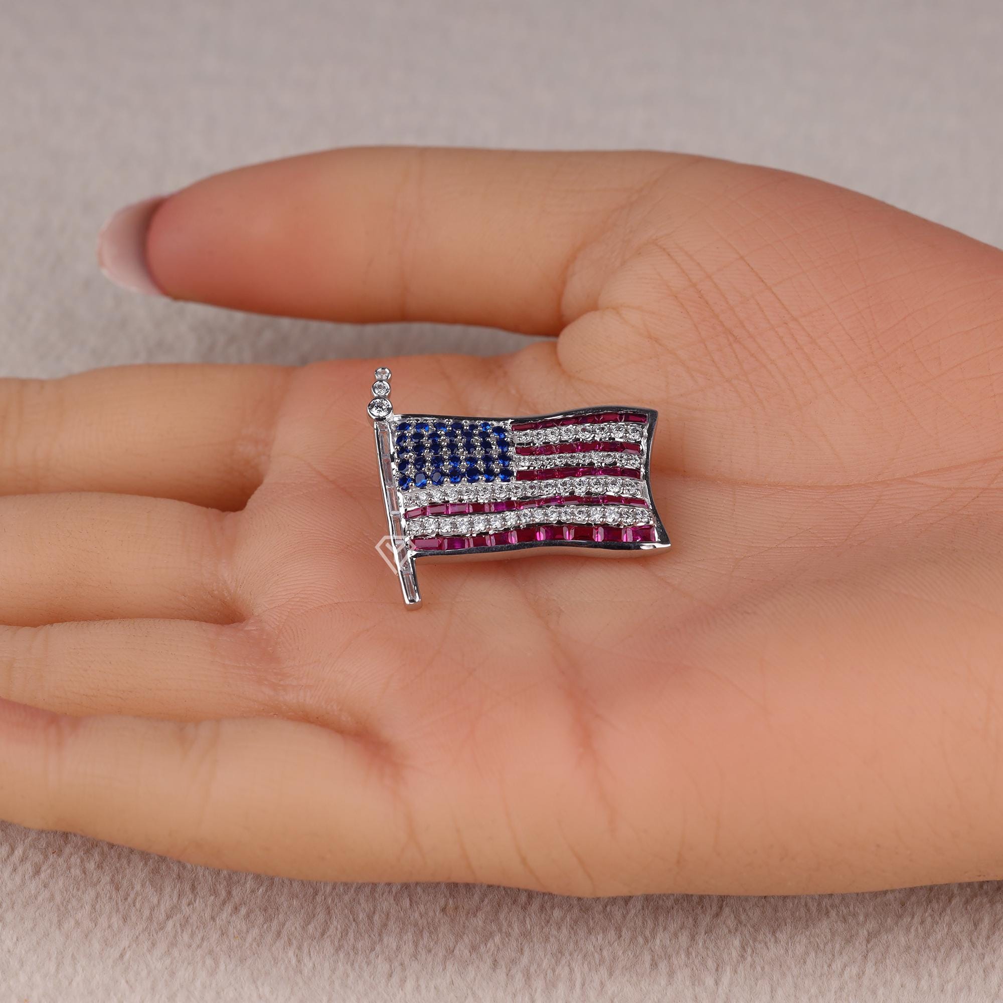 Orecchini A Bandiera Americana In Argento Sterling - Gioielli Patriottici Per Donne, 4 Luglio, Zirconia Cubica