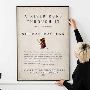 A River Runs Through It Print – Norman Maclean Cover Art, Vintage Literature Poster, Classic American Novel Artwork