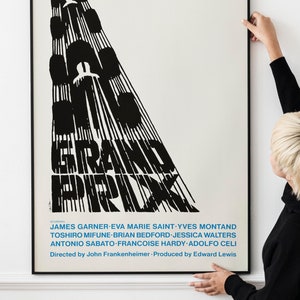 Vintage 1967 Racing Poster – Grand Prix Movie Art, Retro Motorsport Decor, Classic Motorsport Poster