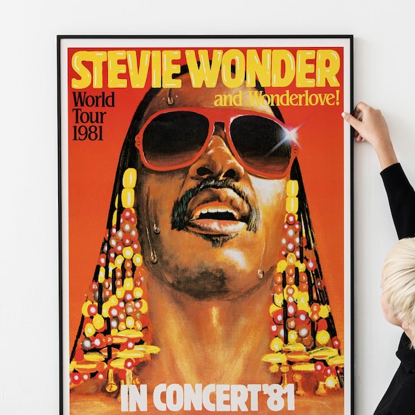 Stevie Wonder 1981 Dortmund, Duitsland concertposter