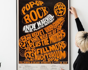 Retro 60s Rock Festival Poster – Classic Psychedelic Music & Counterculture Collectible