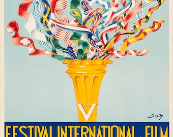 カンヌ映画祭1952ポスター – クラシックフランス映画祭プリント - Etsy