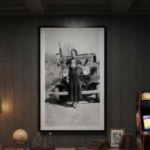 1930s Gangster Girl Bonnie Vintage Poster – Bonnie and Clyde Retro Crime Era Outlaw Print