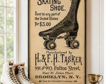 Antique Tasker Roller Skate – Victorian Skating Wall Art