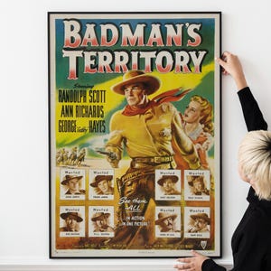 Western Movie Poster – 1940s Vintage Wanted Poster, Retro Old West Art, Classic Film Decor, Wild West Memorabilia Print