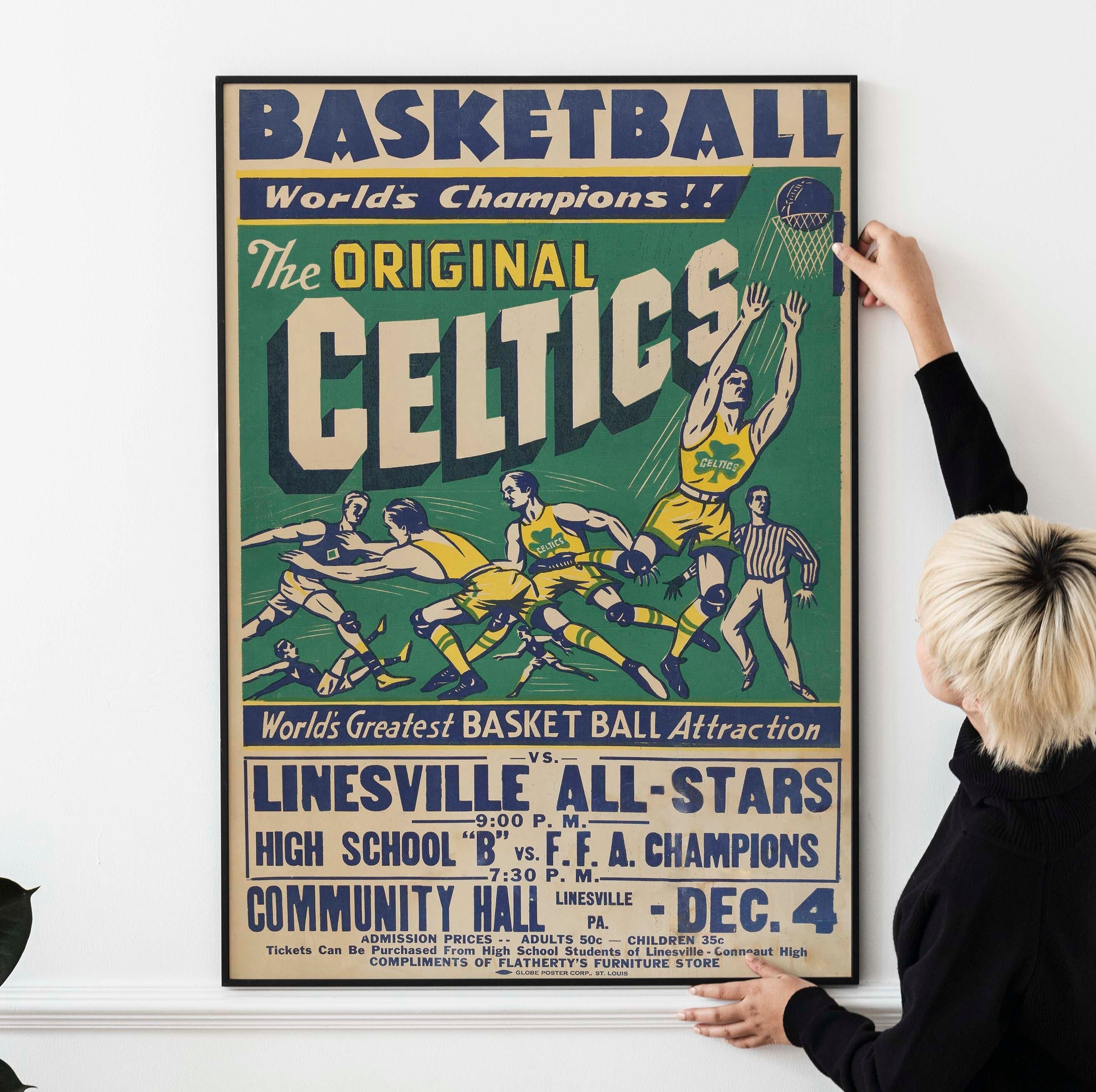 Celtics Basketball Poster 1936-38 “original Celtics” Vintage
