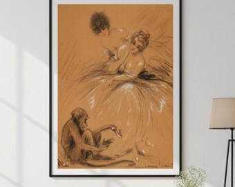1920s French Ballet Poster – Art Nouveau Art Deco Sketch Print