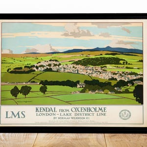Vintage Historic LMS Railway Poster 1930s – Vintage British Train Travel, London Midland Scottish, UK Transport Poster, Steam Train Art