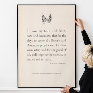 Winston Churchill Quote WW2 Propaganda Poster - Address to the US Congress 1941