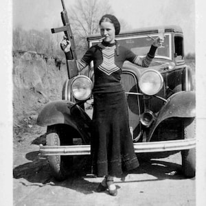 1930s Gangster Girl Bonnie Vintage Poster – Bonnie and Clyde Retro Crime Era Outlaw Print