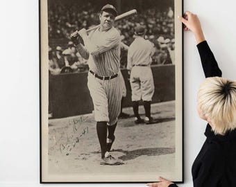Vintage Babe Ruth Baseball Poster – Classic Sports Photograph Collectible Baseball Memorabilia PRINTABLE DOWNLOAD