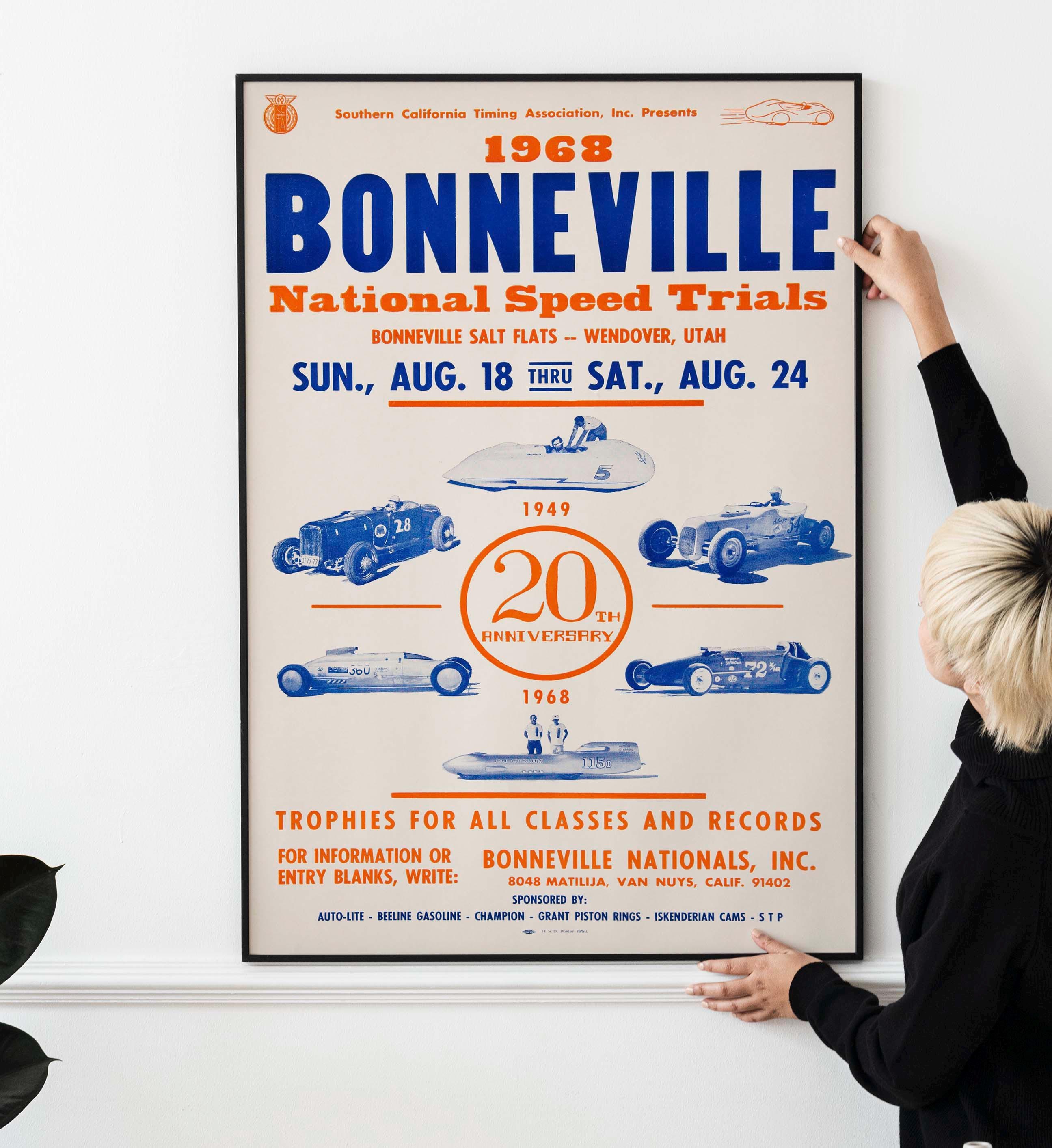 2 Vintage 1960s Bonneville Salt Flats Motor Racing Event Posters