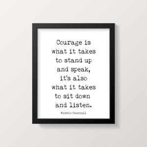 Winston Churchill Quote Poster – Vintage Motivational Print, Courage Inspiration, Leadership Wall Art, Classic Historical Decor