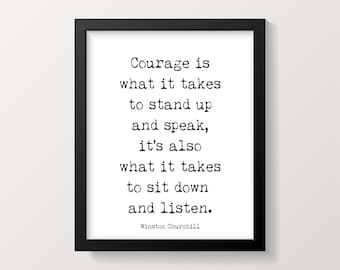 Winston Churchill Quote Poster: Vintage Leadership Art