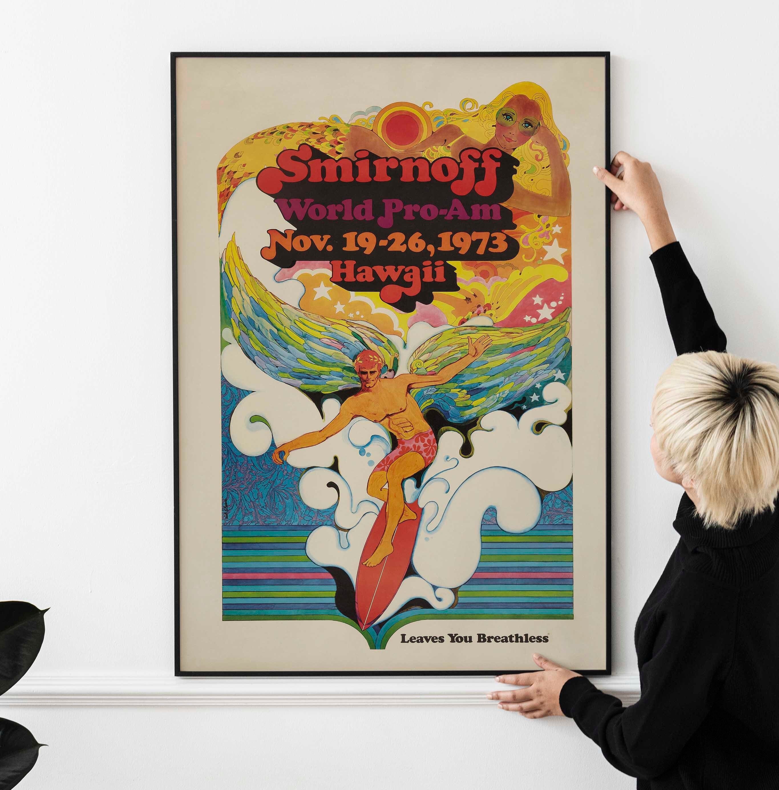 Iconic Vintage 1973 Hawaii World Pro-am Surfing Advertising Poster