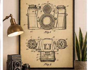 Póster de patente de cámara vintage – Arte mural de fotografía, decoración de estudio fotográfico